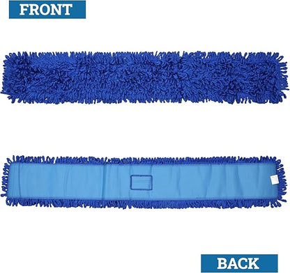 KLEEN HANDLER 48 Inch Microfiber Dust Mop, X-Large Washable Commercial, Sweeper, Janitorial Head Replacement, Push Mop Broom, Blue