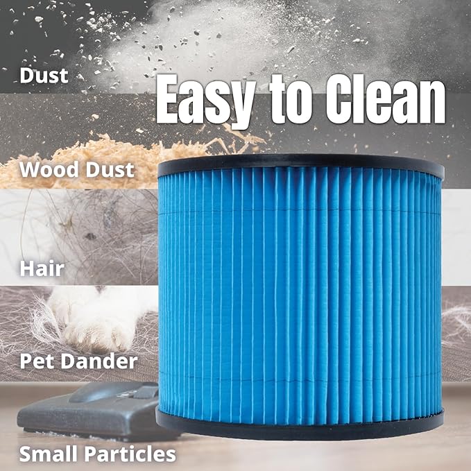 POWERTEC 90304 Cartridge Filters 4PK for Shop Vac, 90333, 90350, 9030433 Type U Replacement Filters, Fits Shop-Vac Most 5 Gallon and Above Wet/Dry Vacuum Cleaners (75082-P4)