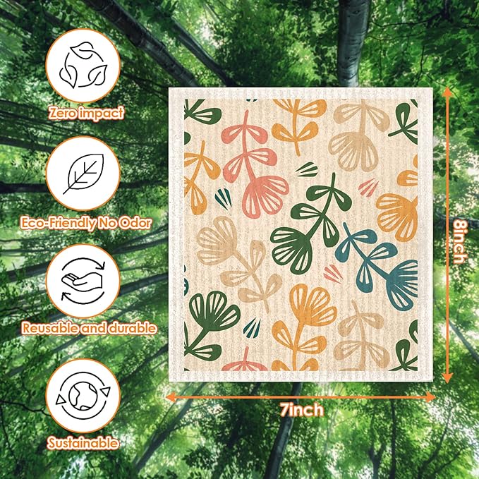 Swedish Dishcloths for Kitchen,6 Pack Minimalist Swedish Dish Towels,Cellulose Sponge Cloths,Non Scratch Reusable Paper Towels, Biodegradable and Reusable Kitchen Dish Rags