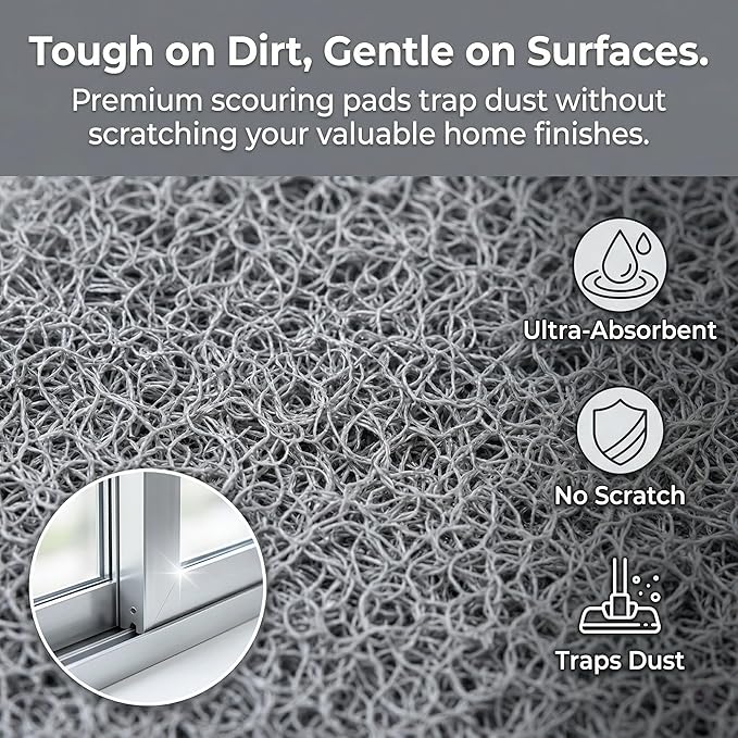 Window Track Cleaning Brush Set, Magic Window Groove Cleaner Tool for Sliding Door Tracks, Blinds & Baseboards, Gap Crevice Cleaning Brushes for Tile Lines, Shower Slots & Car Vents (Beige+Gray)