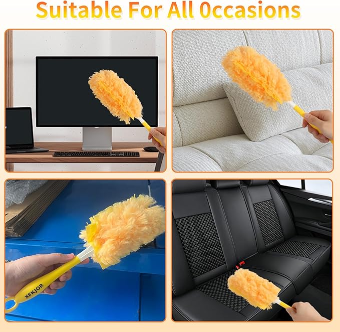 50 Count Duster Refill for Swiffer Duster with 1 Handle - 360° Multi-Surface Larger Size Feather Dusters, Disposable Duster Kit for Cleaning Home, Furniture, Blinds and Ceiling Fans