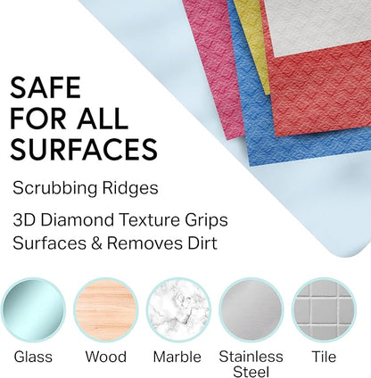 Swedish Wholesale Dishcloths Reusable 8" x 7" Sponge Cloths, Bulk 10 Pack of High Absorbent Cellulose Dish & Kitchen Cleaning Hand Towels, Wring to Dry & Machine Wash, Odor Resistant, Red
