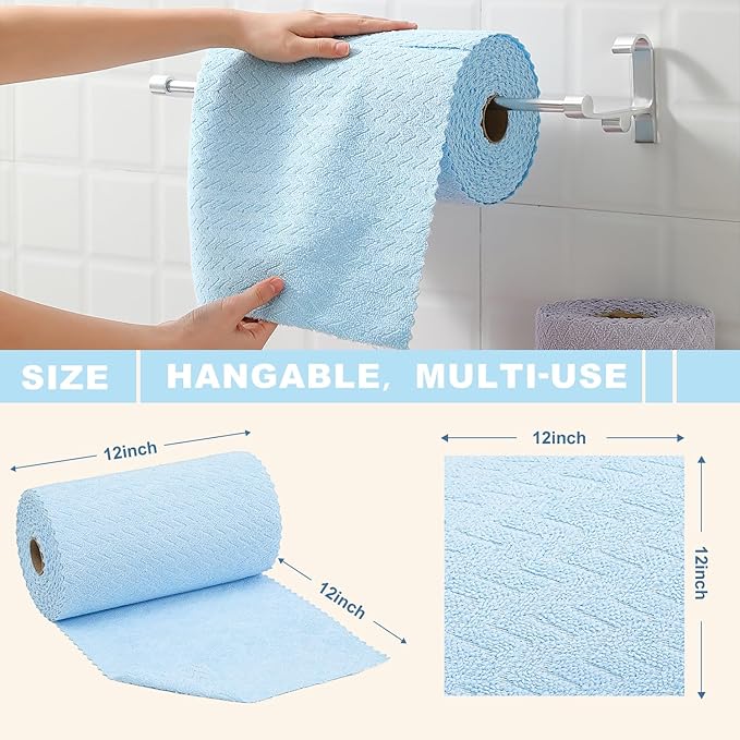 80 Pack Microfiber Cleaning Cloth Roll Reusable Paper Towels 12"x12" Tear Away Cloth,Absorbent Dish Rags for House Kitchen,Wash Cloths,Lint Free Rags for Window Cars Cleaning Supplies