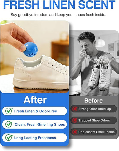 Jevvu Shoe Deodorizer Balls, 10 Pack Odor Eliminator for Shoes, Sneakers, Boots, Gym Bags and Lockers