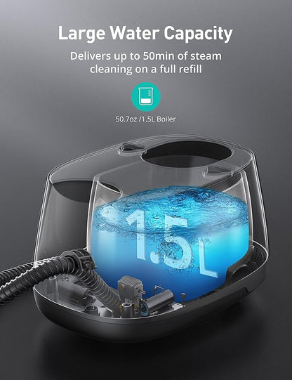 Steam Cleaner for Home, 293°F 58 PSI Powerful Multipurpose Handheld Steam Mop, 21 Attachments, 50Oz Capacity, Heavy Duty Steamer for Carpets, Floors, Cars, Tiles, Crack Cleaning, Turquoise