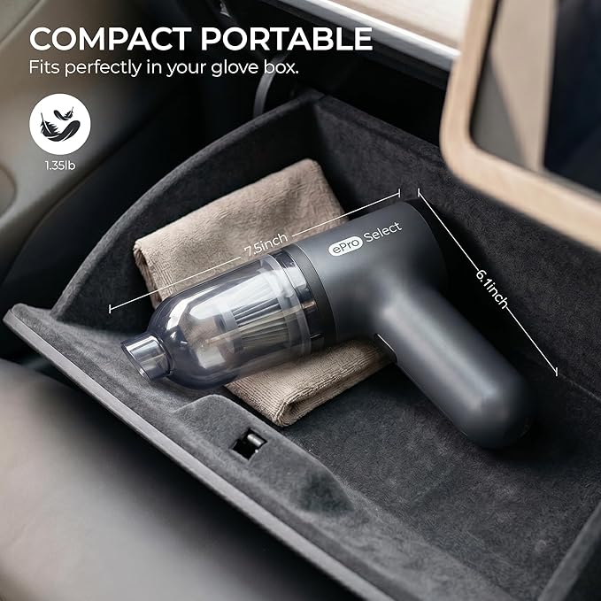 Handheld Vacuum Cordless, 12000Pa 75W Mini Vacuum with Blower Function, 24 Mins Runtime, 0.14L Dust Bin, Compact Design with Multi-Accessories for Stairs, Car and Home
