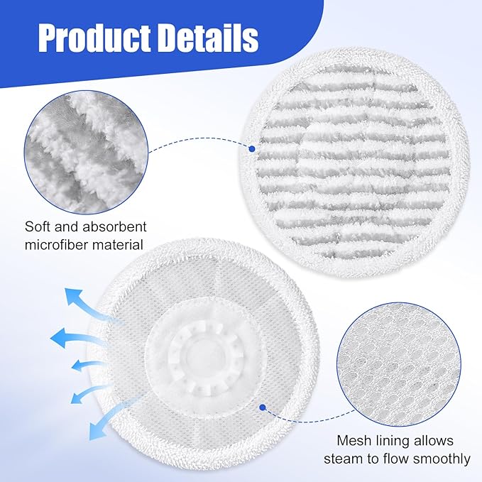 8 Pack Steam Mop Pads Compatible with Shark S8201 S8001 S7001 S7201 S7005 S7000 Series, S7000AMZ S7001TGT– Microfiber Replacement Scrub Pad, All-in-One Reusable Cleaning Refills for Hard Floor