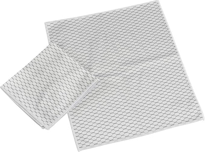 Casabella Lint-Free Microfiber Glass and Mirror Cleaning Cloths, White/Black (Set of 2)