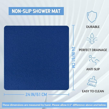 Hargiis Non-Slip Bathtub Mat, Anti Slip Shower Mat, Fast Drying Bathtub Mats, Foot Scrubber Mat, Anti Slip Mat for Tub, Floor, Bathroom, Kitchen, Home, Hotel (Navy Blue 24"×24")