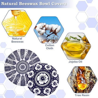2 Large Reusable Beeswax Bowl Covers for Bread Proofing, 10/12 Inch Elastic Beeswax Wraps Cotton Cloth Sourdough Bowl Covers for Proofing Baskets, Mixer Bowls, Food Storage Containers