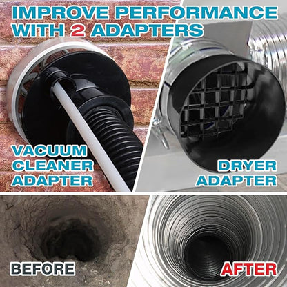 Sealegend 58-Pieces 35-Feet Dryer Vent Cleaner Kit, Dryer Cleaning Tools, Include Omnidirectional Blue Dryer Lint Vacuum Attachment, Dryer Vent Brush, Universal Vacuum & Dryer Adapters