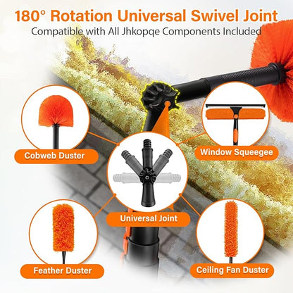 26FT High Reach Duster with Extension Pole 5-20FT, 4-in-1 Cleaning Kit with Universal Swivel Joint | High Ceiling Fan Cleaner, Cobweb Duster & Window Squeegee for Safe High-Reach Cleaning