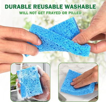 12 Counts Multipurpose Kitchen Sponges Pack Compostable Biodegradable Compressed Cellulose Sponges 18X Super Absorbent POP UP Eco Sponge for Household Use