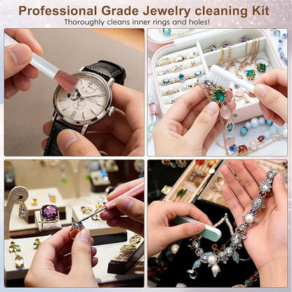Zebrabox Jewelry Cleaning Kit, 24 Pcs Jewelry Cleaning Brush & Watch Cleaning Brush Set, Jewelry Polishing Kit for All Jewelry Ring Gold Diamond Silver,Decontamination and Care Tools