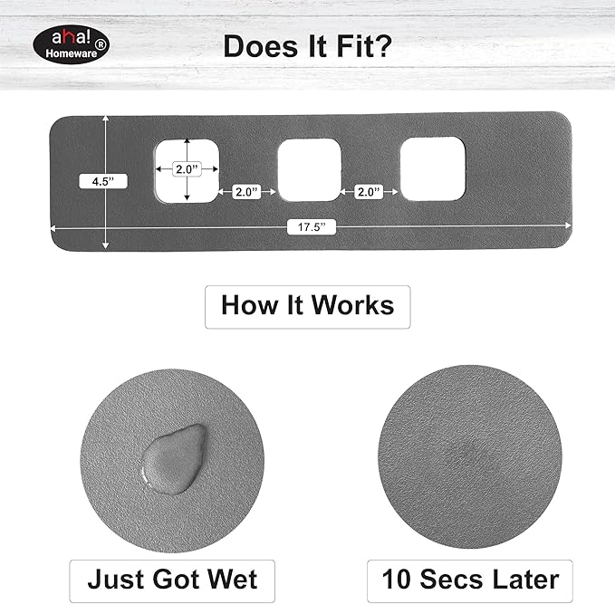 Faucet Mat Bathroom Sink 3-square-hole : AHA HOMEWARE Diatomite Rubber Bathroom Sink Splash Guard 3 Square Hole 2 Pack (Dark Gray)