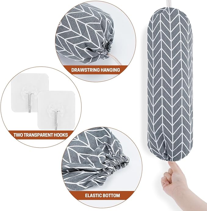 SWISSELITE 2Pcs Plastic Bag Holder, Reusable Plastic Bag Organizer Wall Mount, Large Grocery Bag Storage Dispenser, 22x9 IN