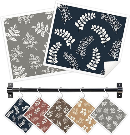 Swedish Dishcloths for Kitchen, 5 Pack Leaf Reusable Paper Towels with 3 Hooks, Washable Dish Cloth Set, Absorbent Cleaning Cloths for Home Washing Dishes Housewarming Gifts for Friend