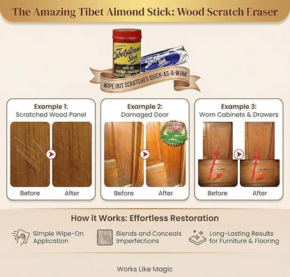 Wood Surface Scratch and Stain Remover Kit - Includes The Original Almond Stick by Tibet and Furniture Touch-Up Markers Repair Kit (203 Brands) for Wood Floors, Tables, Desks, and More