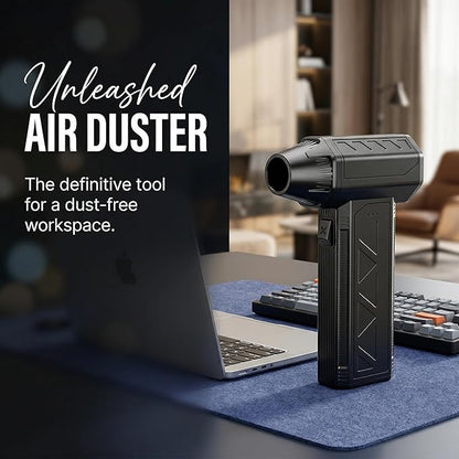 Cordless Electric Air Duster 120g Thrust (130,000 RPM), Mini Turbo Fan & Blower, 3-Speed, 4 Nozzles – Ultra Quiet for PC Cleaning, Keyboard, Car Detailing, Inflatables, Camping