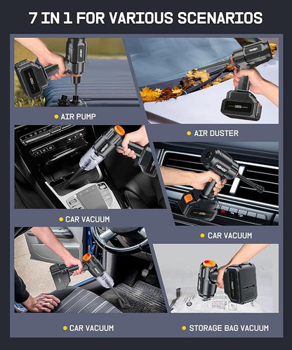 Car Vacuum Portable Cordless, High Power Suction & Blower, Handheld Vacuum Cleaner for Car, Home, Desktop, Keyboard,Birthday Gifts for Men Dad Husband(Fog Black)