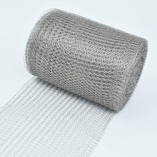 Wire Mesh 5" x 50FT, 304 Stainless Steel Mesh, Hole Fill Fabric Gap Blocker, Double Layer Metal Mesh Roll, Flexible & Stretchy for Garden House and DIY