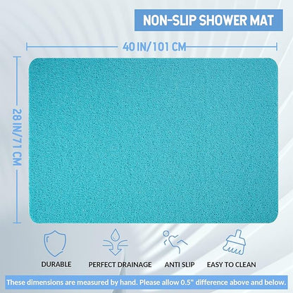 Hargiis Non-Slip Bathtub Mat, Anti Slip Shower Mat, Fast Drying Bathtub Mats, Foot Scrubber Mat, Anti Slip Mat for Tub, Floor, Bathroom, Kitchen, Home, Hotel (Turquoise Blue 40"×28")