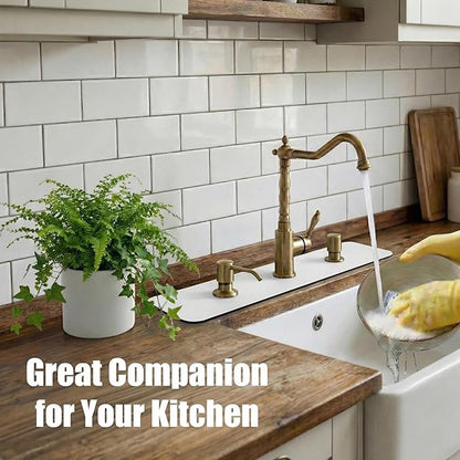 2PCS Faucet Mat for Bathroom Sink 3 Holes: 24’’Lx4.5’’W White Splash Guard Fits 8 Inch Widespread Farmhouse Vintage Bridge Kitchen Vanity Faucet - Customizable Counter Protector for Irregular Sink