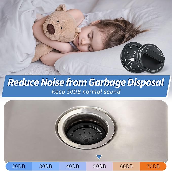 Meonum 4Pcs 3 Inch Garbage Disposal Splash Guards with Round Kitchen Sink Stopper, Universal Rubber Food Waste Disposal Cover, Baffle Accessories and Drain Plugs