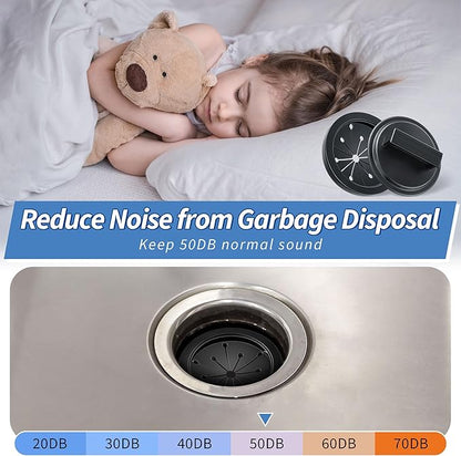 Meonum 4Pcs 3 Inch Garbage Disposal Splash Guards with Round Kitchen Sink Stopper, Universal Rubber Food Waste Disposal Cover, Baffle Accessories and Drain Plugs