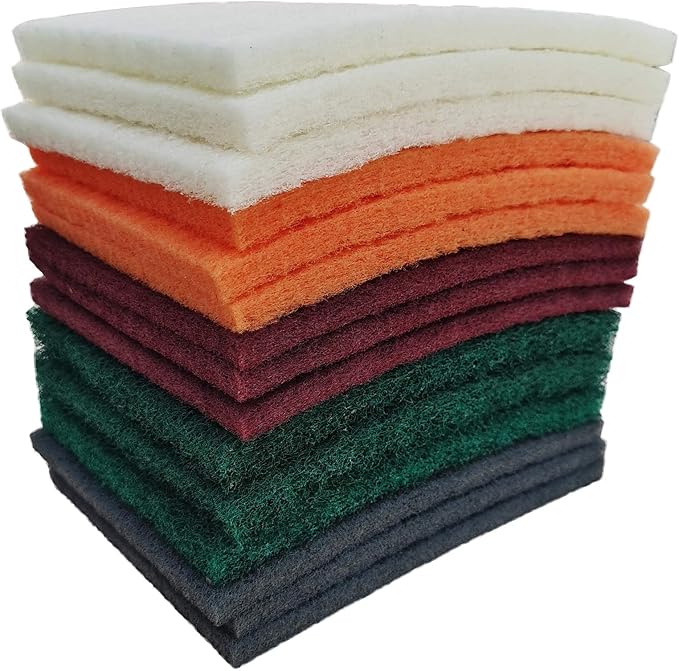 Tonmp 15 Pack 6 x 9 Inch Hand Pads Coarse Medium Fine Superfine 5 Different Specifications Assortment General Purpose Scouring Pad Ideal for Garden Tools and Grills,Automotive Body Tools
