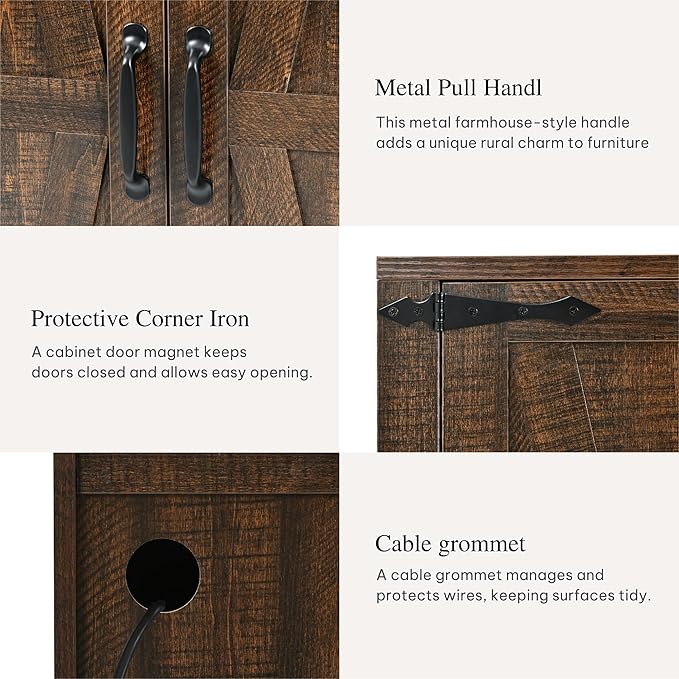DWVO Wooden Storage Cabinet, Vacuum Cleaner Cabinet Storage Compatible with Dyson Models, Utility Cabinet Stand for Brooms and Mops, Cleaning Tool Cabinet with Doors for Garage