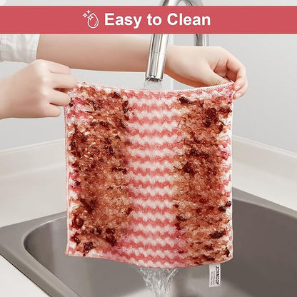 JOYMOOP Microfiber Cleaning Cloth, Mixed Color Towels with Edging, Large Size 6 Pack (11.8" x 15.7"), Absorbent Streak Free Lint Free Rags for Cleaning, Reusable and Washable Towels