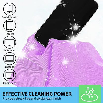 Microfiber Cleaning Cloth - 10 Pack Glasses Cleaning Cloth, 16" x 14" Window Cleaning Rags, Streak Free Lint Free Polishing Cloths Wipes for Eye Glass, Stainless Steel, Windshield, Purple