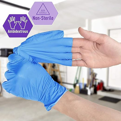 MED PRIDE Nitrile/Vinyl Blend Exam Gloves, Powder-Free, Latex-Free, Disposable, Non-Sterile, Blue, Medium (Box of 100)