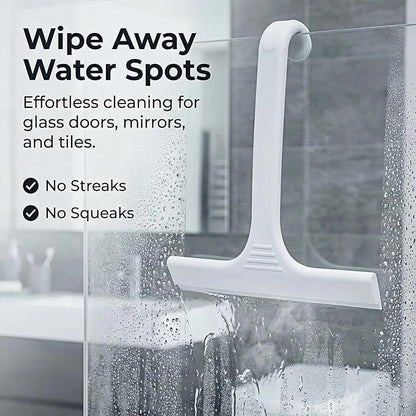Silicone Shower Squeegee - All-in-One Design with Built-in Hook, 10 Inch Streak-Free Bathroom and car Cleaner for Glass Doors, Mirrors, Windows, Tiles Grey