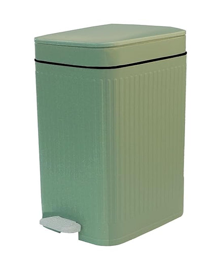 Feisco Small Trash Can with Lid,Small Bathroom Trash Can with Foot Pedal and Press Type Lid,Slim Step-On Trash Bin Wastebasket Garbage Can for Kitchen,Bathroom Office, Bedroom (Green, 2.6 Gallon)
