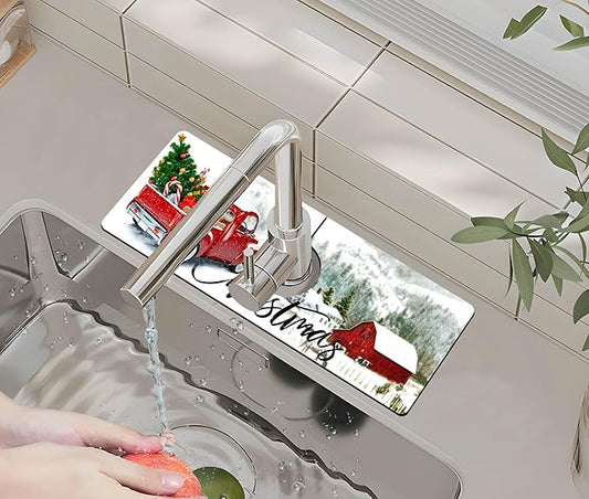 Kitchen Sink Splash Guard Faucet Mat -1 PC Super Absorbent Fast Drying Mat Sink Gadgets-Splash Guard Behind Faucet Drip Catcher for Kitchen, Bathroom,Sink Mat, Dish Drying Mat, Bathroom(15" X 5.5" )