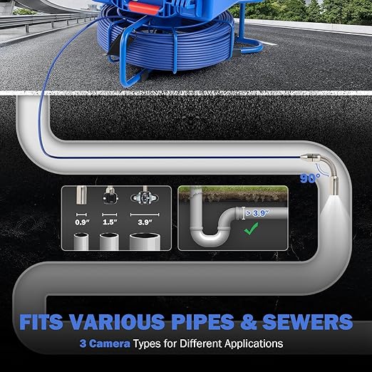 ZELCAN Self-Leveling Sewer Camera with Locator, Drain Camera 165FT with 9 in. LCD Screen, Waterproof IP68 Borescope Plumbing with 12 LED Lights, with 512Hz Transmitter and Receiver(32GB Card)