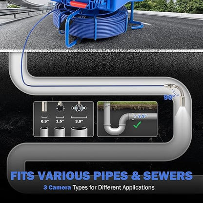 ZELCAN Self-Leveling Sewer Camera with Locator, Drain Camera 165FT with 9 in. LCD Screen, Waterproof IP68 Borescope Plumbing with 12 LED Lights, with 512Hz Transmitter and Receiver(32GB Card)