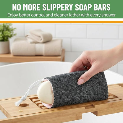 Evelots Soap Saver Sponge with Pocket - 3 Pack Terrycloth Plus Exfoliating Side for Cleansing Bar Soap -No More Wasted Soap Bits -Includes Sponge and Rope