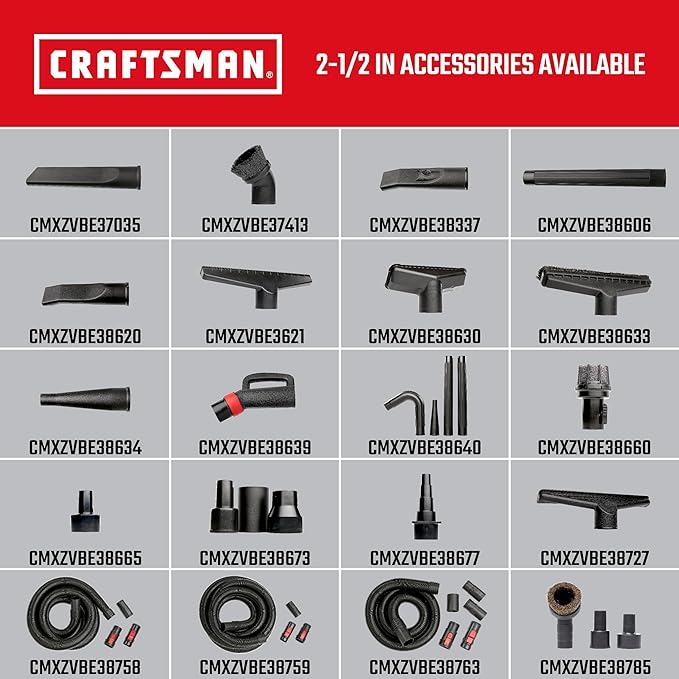 CRAFTSMAN CMXZVBE38634 2-1/2 in. Concentrated Blower Nozzle Wet Dry Vac Attachment, Industrial-Grade Shop Vacuum Accessory for Clearing Debris, Fits 2-1/2 in. Hose Diameter
