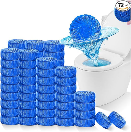 KIISIISO Automatic Toilet Bowl Cleaner Tablets Blue 72 Pack, Drop-In Tank Cleaner for Bathroom, Prevent Stains & Deodorize, Septic Safe, Long-Lasting Cleaning Tabs - Fresh Scent