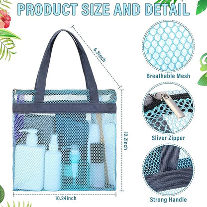 12 Pcs Mesh Shower Caddy Portable 12.2 x 10.24 In Large Gym Shower Bag Bulk with Zipper Quick Dry Shower Bag Hanging Toiletry and Bath Organizer for Swimming Camping Travel College Dorm Beach Sports