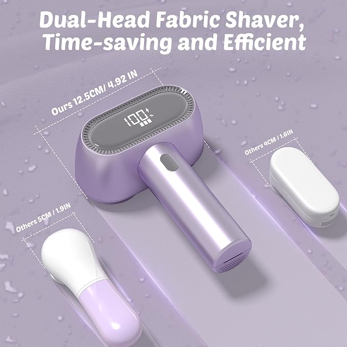 Fabric Shaver, Rechargeable Double-Head Lint Remover, Electric Lint Shaver and Clothing Shaver to Remove Pillings and Fuzz Easily