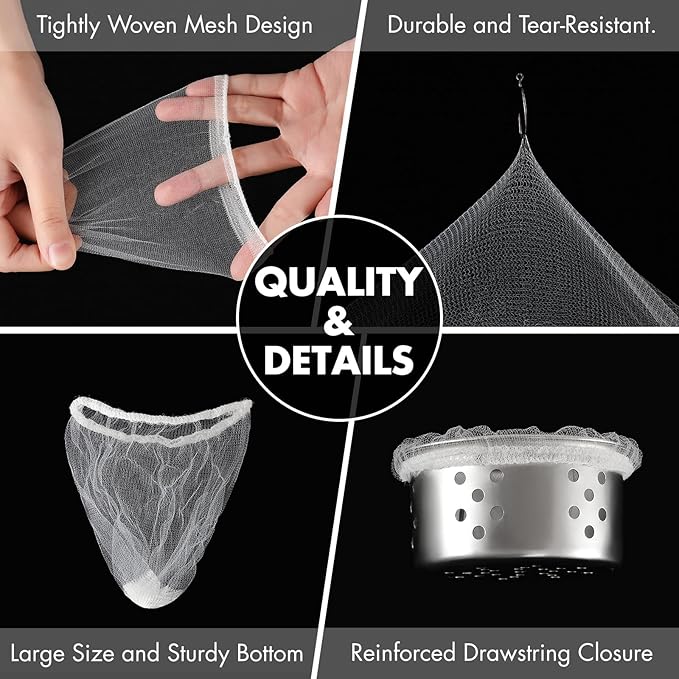 200 Pack Kitchen Sink Strainer Mesh Bag, Anti-Clogging Disposable Sink Drain Covers, Kitchen Essentials Sink Filter Nets, Fits Most Sink Strainers (4.0 x 4.0 Inch)