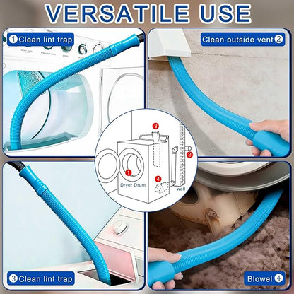 Dryer Vent Cleaner Kit - Universal Vacuum Hose Attachment + Dryer Lint Brush for Fast Lint Removal, Suitable for Most Vaccum Cleaners Energy-Saving Tool to Boost Dryer Efficiency