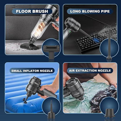 Car Vacuum Portable Cordless with 18000Pa Suction, 4 in 1 Air Duster & Mini Vacuum Cleaner High Power Foldable Rechargeable, Brushless Motor Airify Pro Car Vacuum for Home Office Pet Hair