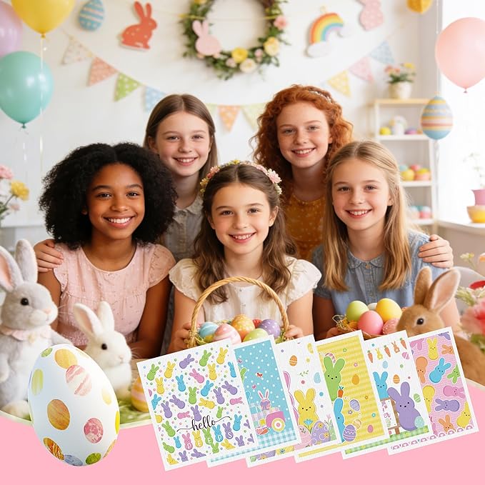 Easter Swedish Dishcloths for Kitchen, 6 Pack Colorful Bunny Rabbit Reusable Paper Towels, Non-Scratch Swedish Dish Cloths Super Absorbent Cellulose Sponge Cloths Spring Decorations