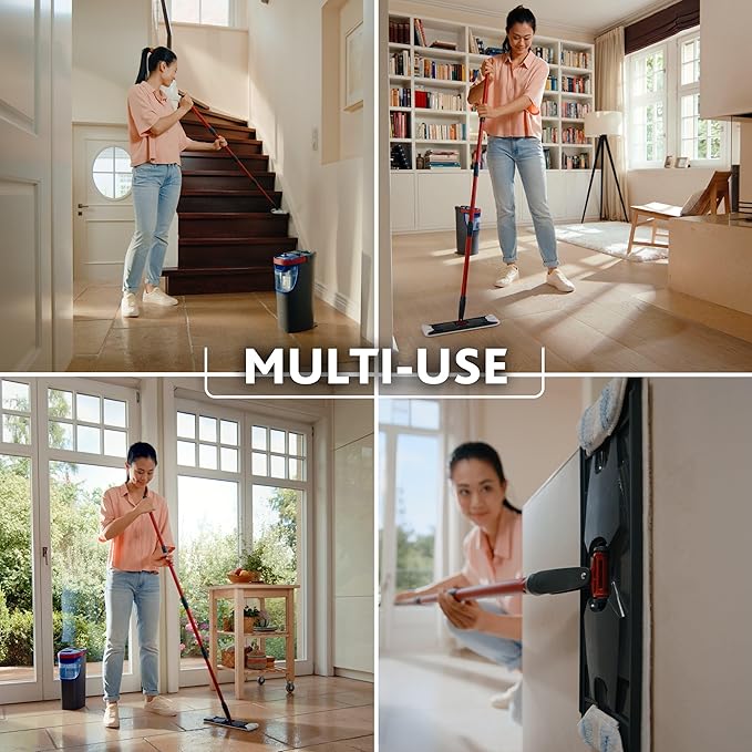 Vileda H2PrO Flat mop System - Revolutionary Clean and Dirty Water Separation - Water-Saving Design - Compact Storage - Ergonomic Handle - Microfibre Power - Can be Used one-Handed
