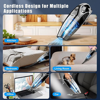 Upbooz Handheld Vacuum Cordless Rechargeable Portable Car Vacuum, 7500Pa Powerful Suction Mini Hand Held Vacuum, 670ML Cup Lightweight Small Vacuum Cleaner for Car/Office/Home, Pet Hair